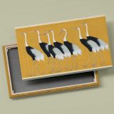 Japanese Cranes on Gold canvas front and rear frame view
