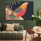 Golden Pheasant in the Snow canvas wall art in room setting 4