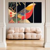 Golden Pheasant in the Snow canvas wall art in room setting 5