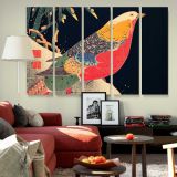 Golden Pheasant in the Snow canvas wall art in room setting 6