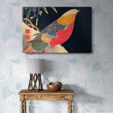 Golden Pheasant in the Snow canvas wall art in room setting 7