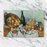 The Basket of Apples canvas artwork displayed on a marble background