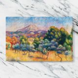 Montagne Sainte Victoire canvas artwork displayed on a marble background