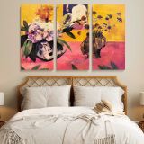 Still Life with Head Shaped Vase and Japanese Woodcut canvas wall art in room setting 7