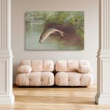 Leaping Brook Trout canvas wall art in room setting 5