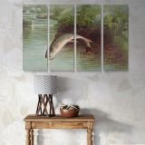 Leaping Brook Trout canvas wall art in room setting 7