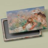 Girls in the Grass Arranging a Bouquet canvas front and rear frame view