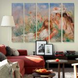 Girls in the Grass Arranging a Bouquet canvas wall art in room setting 6