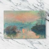 Sun Setting on the Seine at Lavacourt canvas artwork displayed on a marble background