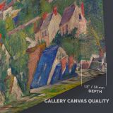 Auvers Panoramic View canvas texture and wrapped edge closeup