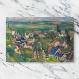 Auvers Panoramic View canvas artwork displayed on a marble background
