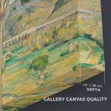 Mont Sainte Victoire and the Viaduct of the Arc River Valley canvas texture and wrapped edge closeup
