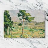 Mont Sainte Victoire and the Viaduct of the Arc River Valley canvas artwork displayed on a marble background