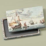 Ships on a calm sea canvas front and rear frame view
