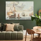 Ships on a calm sea canvas wall art in room setting 4