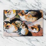 Study of a Cat canvas artwork displayed on a marble background