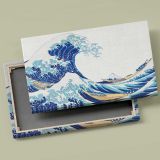 The Great Wave off Kanagawa on White canvas front and rear frame view