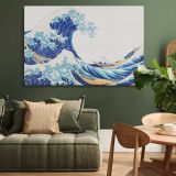 The Great Wave off Kanagawa on White canvas wall art in room setting 4