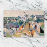 Rooftops canvas artwork displayed on a marble background