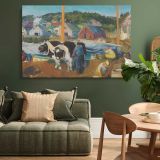 Ox Team at Matinicus Wharf canvas wall art in room setting 4