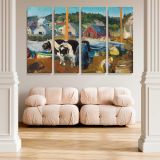 Ox Team at Matinicus Wharf canvas wall art in room setting 5