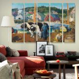 Ox Team at Matinicus Wharf canvas wall art in room setting 6