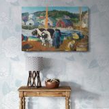 Ox Team at Matinicus Wharf canvas wall art in room setting 7