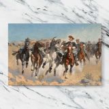 Dismounted The Fourth Troopers Moving the Led Horses canvas artwork displayed on a marble background