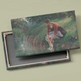 Woman Bathing Her Feet in a Brook canvas front and rear frame view