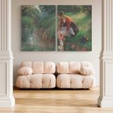 Woman Bathing Her Feet in a Brook canvas wall art in room setting 4