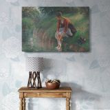 Woman Bathing Her Feet in a Brook canvas wall art in room setting 5