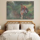 Woman Bathing Her Feet in a Brook canvas wall art in room setting 6