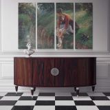Woman Bathing Her Feet in a Brook canvas wall art in room setting 7
