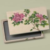 Pink Roses Botanical Illustration canvas front and rear frame view