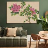 Pink Roses Botanical Illustration canvas wall art in room setting 4