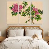 Pink Roses Botanical Illustration canvas wall art in room setting 7