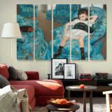 Little Girl in a Blue Armchair canvas wall art in room setting 6