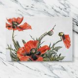 Red Poppies canvas artwork displayed on a marble background