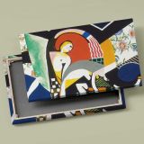 Colourful Abstract Figures and Floral Shapes canvas front and rear frame view