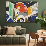 Colourful Abstract Figures and Floral Shapes canvas wall art in room setting 4