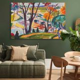 Colourful Woodland and River Landscape canvas wall art in room setting 4