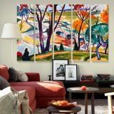 Colourful Woodland and River Landscape canvas wall art in room setting 6