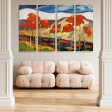 Landscape with flowers canvas wall art in room setting 5