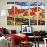 Landscape with flowers canvas wall art in room setting 6