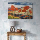 Landscape with flowers canvas wall art in room setting 7