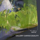 Vine Clad Shore on Monhegan Island canvas texture and wrapped edge closeup