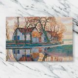 Farm near Duivendrecht canvas artwork displayed on a marble background