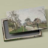 Village Road with Bare Trees canvas front and rear frame view