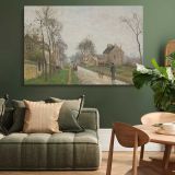 Village Road with Bare Trees canvas wall art in room setting 4