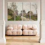 Village Road with Bare Trees canvas wall art in room setting 5